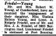 A. Ridgely Friedel & Thelma Young Engagement in 31 Oct 1943 Baltimore Sun Newspaper